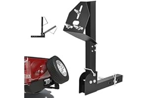OKSTENCK Foldable Spare Tire Mount + Trailer Hitch with 2-inch Receiver, Compatible with 4-Bolt, 5-Bolt, and 6-Bolt Trailer H