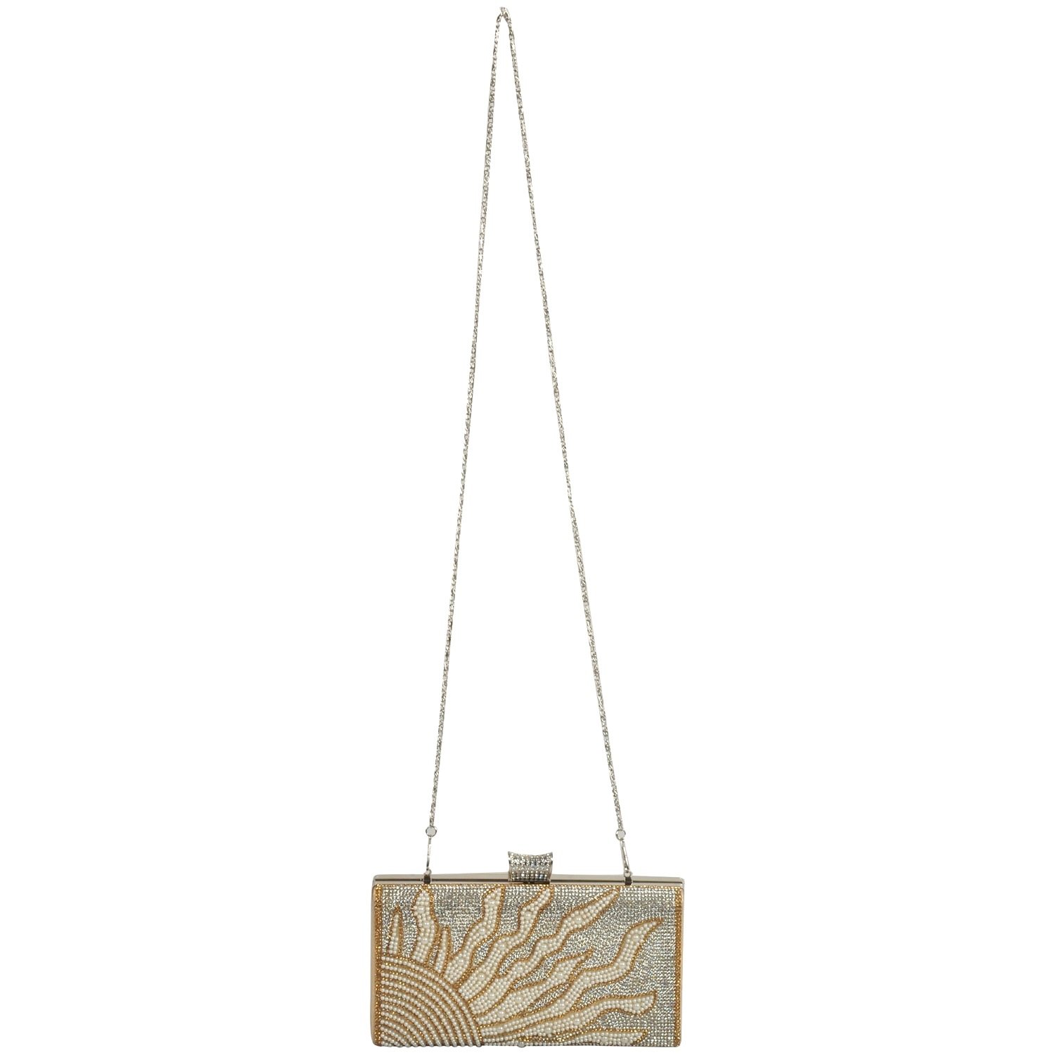 24x7 emall women's clutch (gold,premium pearl diamond silver two sided)