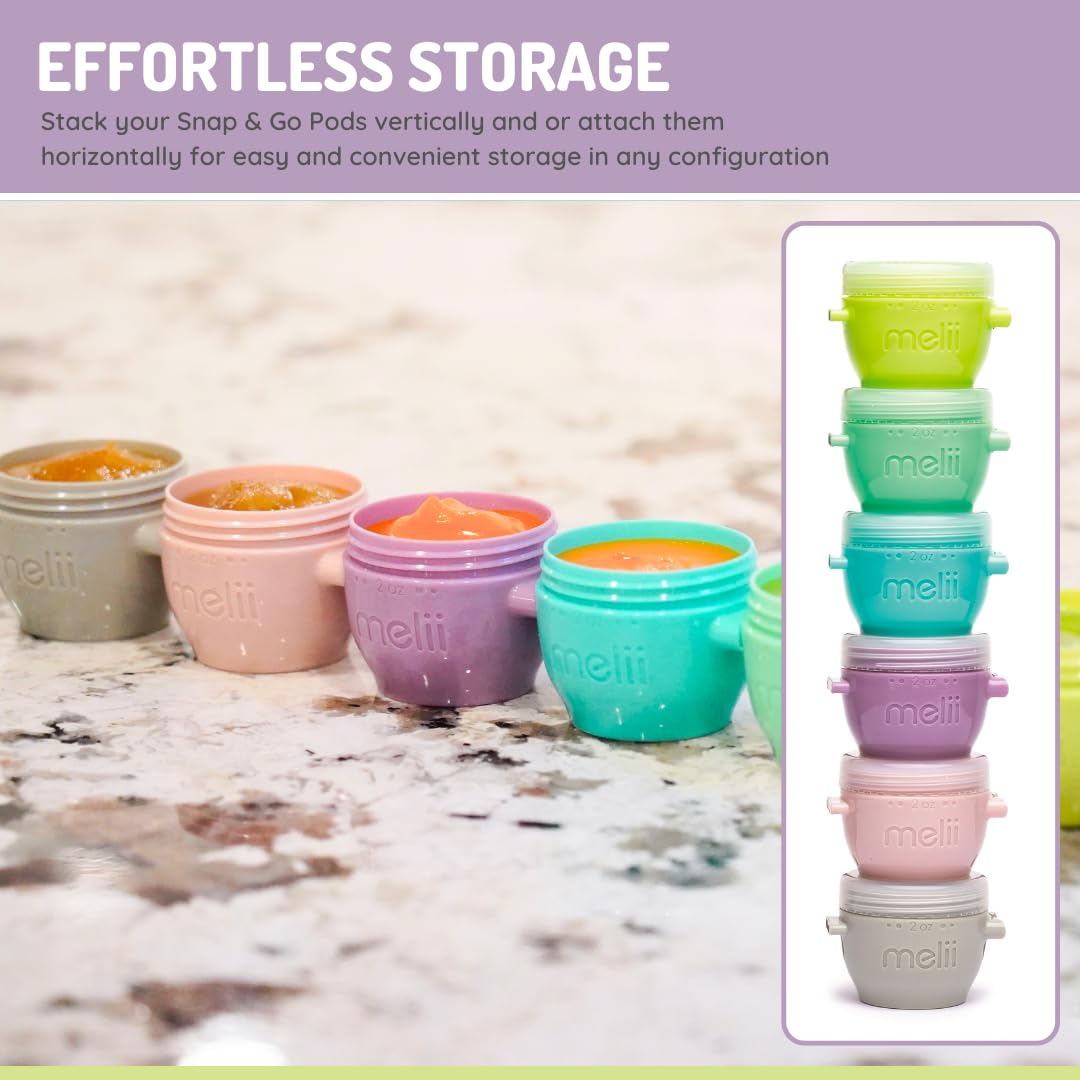 melii Snap & Go Baby Food Freezer Storage Containers & Snack Containers, 2 oz / 59 ml