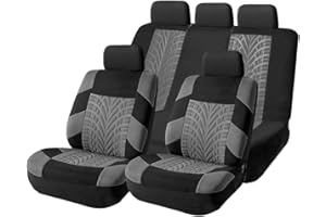 BLILO Car Seat Covers Full Set, Polyester Front Bucket Seat Protectors with Split Bench Back, Breathable Thicken Premium Sporty Seat Cushions, Auto Accessories for Car, SUV (Gray/Front,Back)