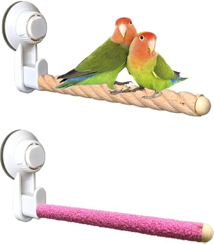Pet Bird Cage Accessories Suction Cup Bird Perch Stand - 100cm ... - Rope Perched Birdcages For Pet Parrots