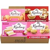 AMBARII Mr Kipling Variety Pack, 4 Pack, Mini Batternberg, Cherry Bakewell, Angel Cake, Viennese Whirls, Cake Variety Pack