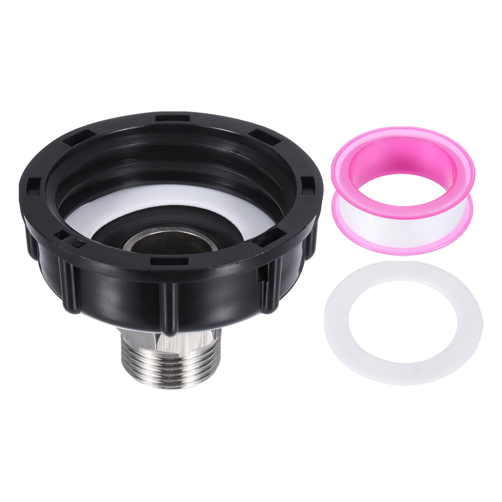 PATIKIL IBC Tote Adapter, 3/4" Male Thread to S60x6 2" Coarse Female Thread, 275-330 Gallon Water Tank Drain Adapter Garden Water Hose Connector, Black