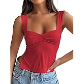 Trendy Queen Double Lined Tops for Women Summer Going Out Backless Crop Tank Tops Teen Girls Cute Shirts Preppy Clothes