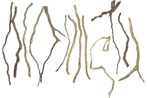 Hamiledyi Natural Driftwood for Aquarium Decor - Red Moor Wood 10"-15" Long Assorted Shapes (100g) Safe Branches for Fish Tank & Reptile Habitat - Natural Aquarium Wood Decorations (Delicate branches)