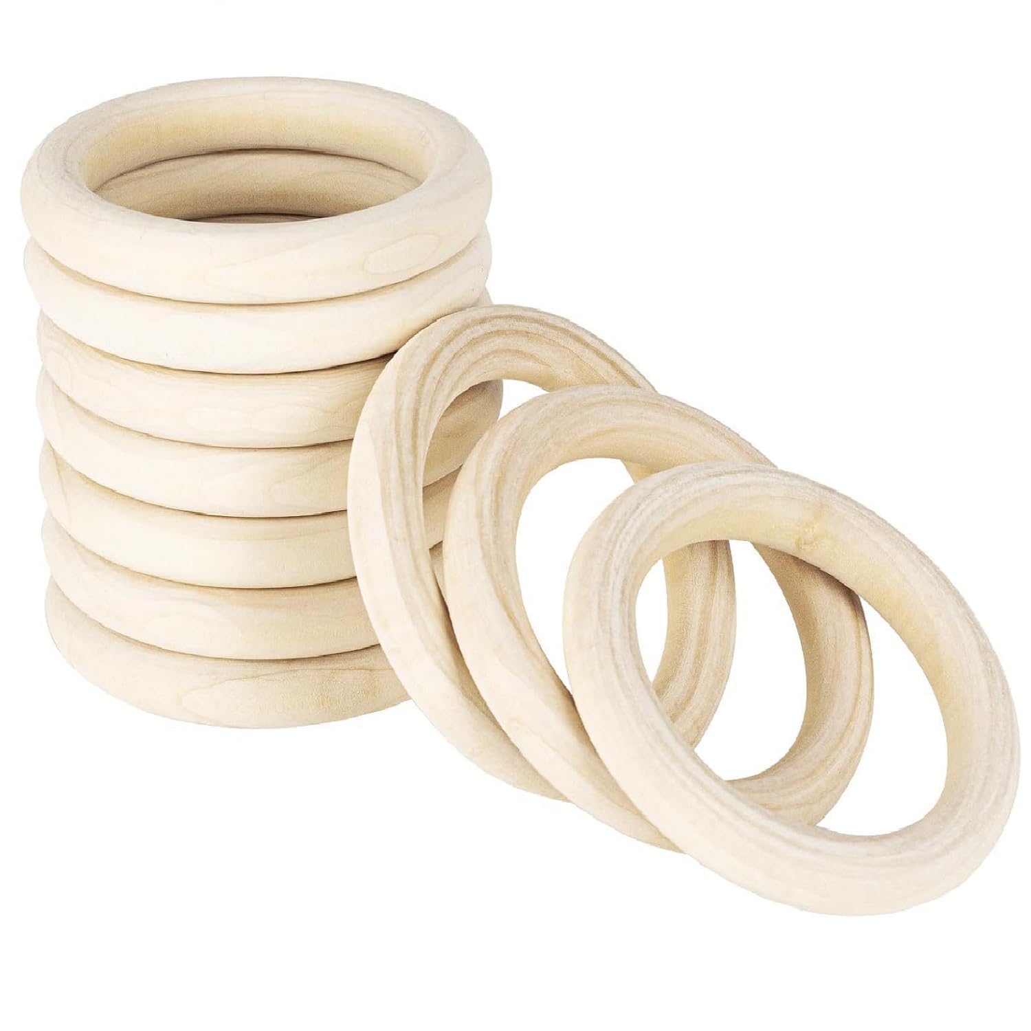 Photo 1 of 10 Pack Wood Rings for Crafts, Natural Wood Rings for Macrame, Unfinished Wooden Rings for DIY Pendant Connectors Jewelry Making - 4 Inch / 100 mm Diameter