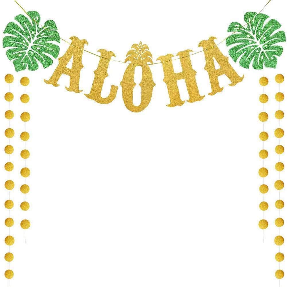 Banner Glitter Garland Banners Reflective Paper Garland for Hawaiian Party Decoration