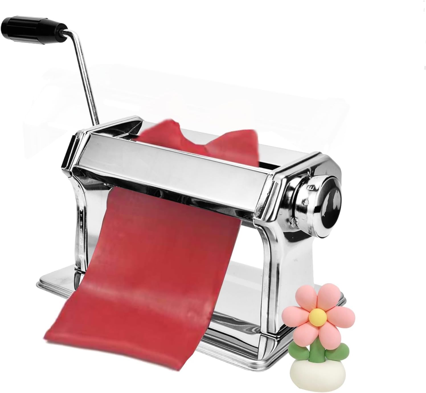Manual Pasta Machine, Pasta Maker with 6 Thickness Adjustment, 15cm Cut Surfaces Uniform Pressing Metal Clay Roller Machine for Art Craft, Clay Material