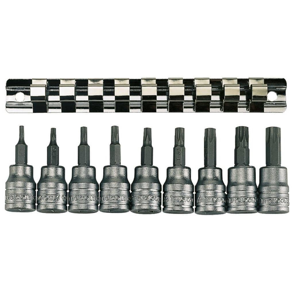 Teng M3813TX 3/8-inch Socket Clip Rail Torx Set Drive (9 Pieces), Bunt