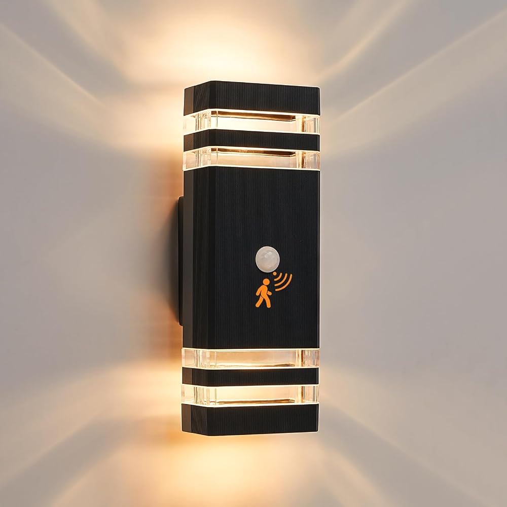 CELAVY Motion Sensor Outdoor Light IP65 GU10 Black Wall Lamp