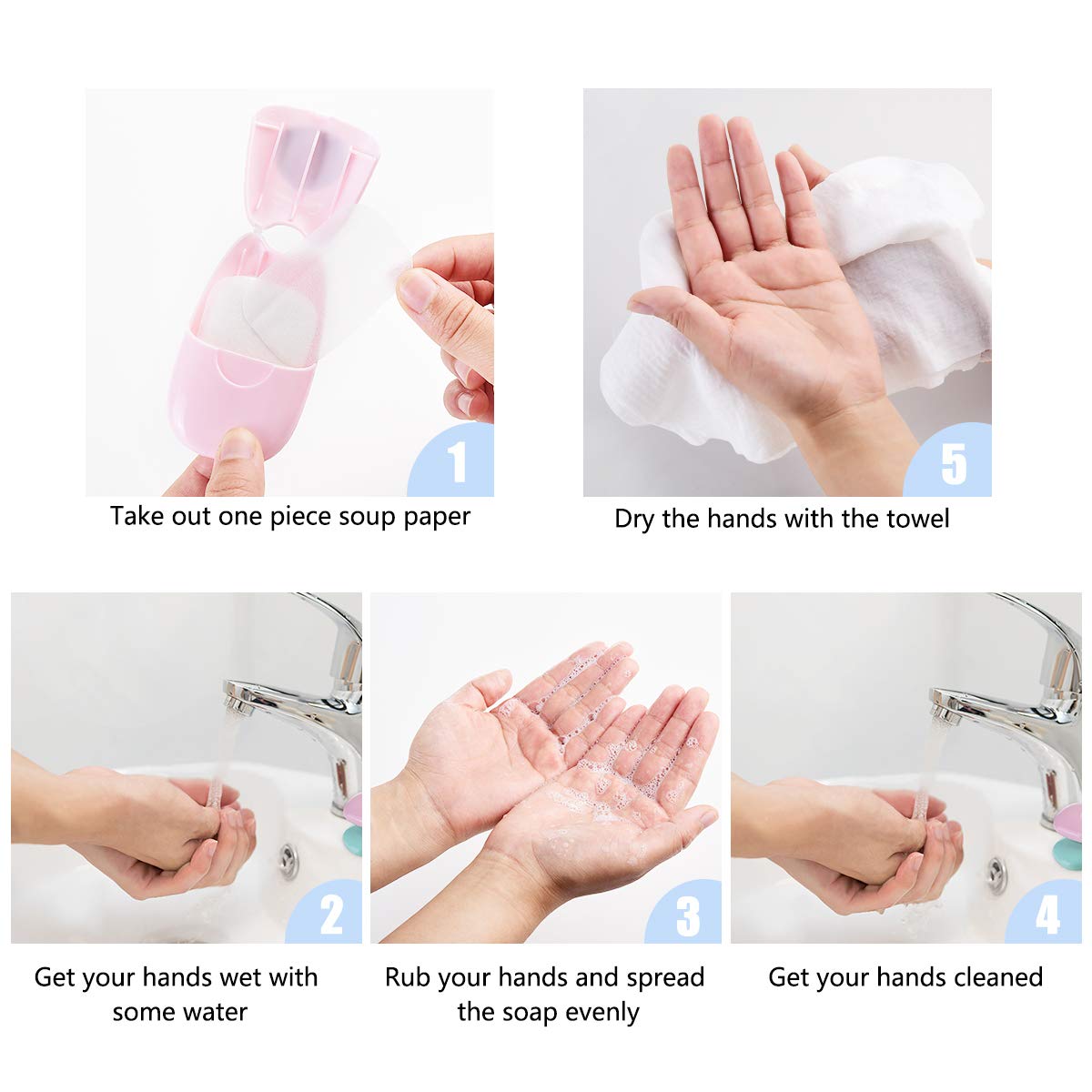 Amener Portable Mini Soap Paper Sheet(150 Sheets) Disposable Hand Soap Flakes Scented Sheets for Washing Outdoor Camping Hiking Bath 3 Boxes With 6 Compressed Cotton Towel Tablets: Beauty