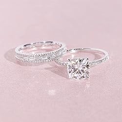 SWEETSHION 2PCS Couple Diamond Rings, Luxury