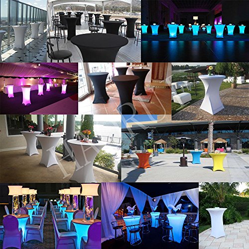 30 inch Highboy Cocktail Round Fitted Stretch Spandex Table Cover Cloth for Party Wedding Black HAORUI