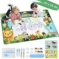 Lefree Aqua Magic Mat Extra Large Size Water Doodle Mat Set 59 X 35.4in, Kids Painting,7 Vibrant Aqua Magic Colors Educational Drawing Mat Toddlers Toys with Pens，Gift for Boys, Girls, Age1-12