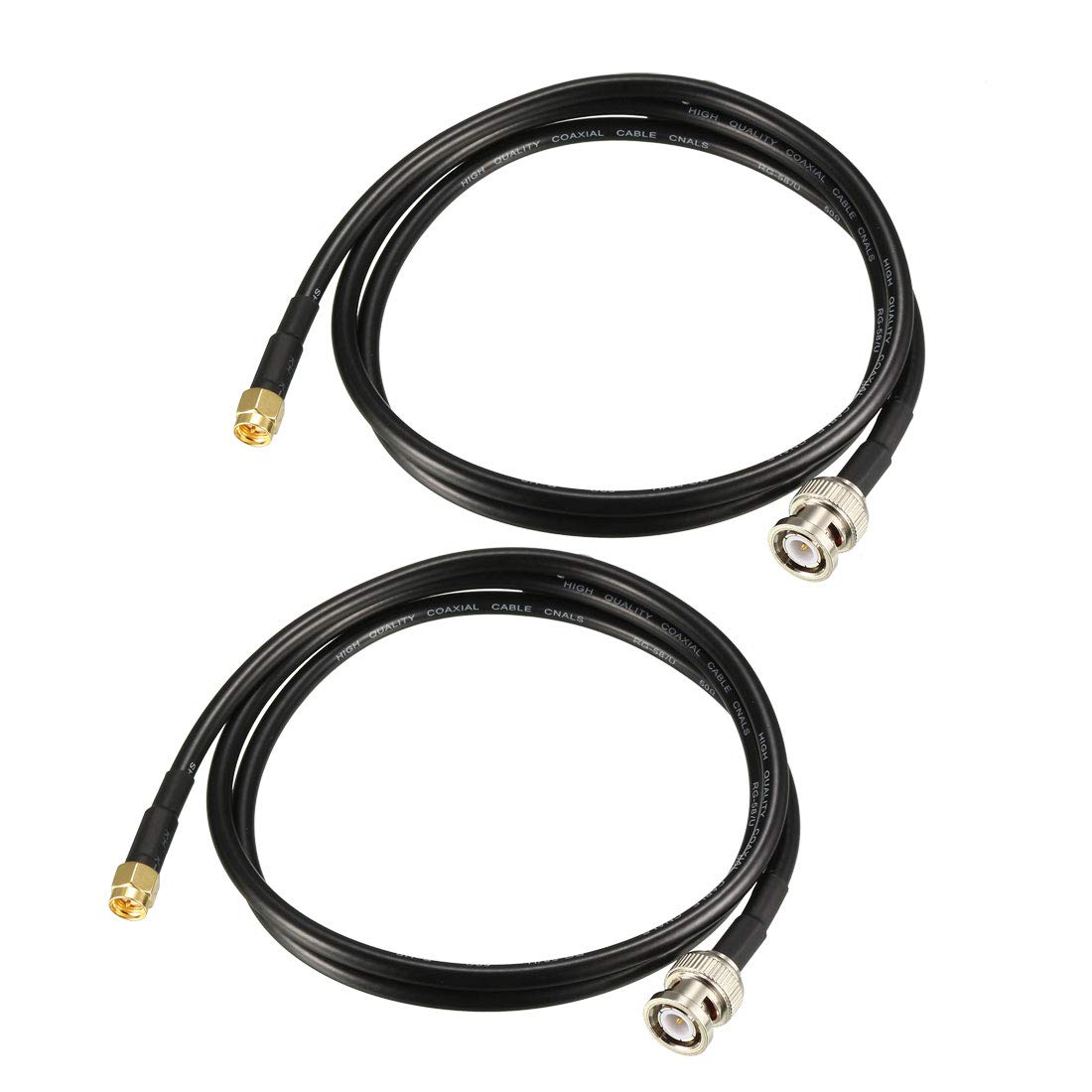 sourcing map RG58 Coaxial Cable with BNC Male to SMA Male Connectors 50 Ohm 3 ft 2pcs