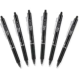 PILOT FriXion Clicker 0.7mm, Erasable Gel Pens, Fine Point, Black Ink, Pack Of 6