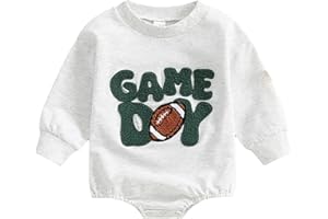 Newborn Infant Boys Girls Football Sweatshirt Romper Baby Embroidery Letters Print Long Sleeve Pullover Fall Bodysuit