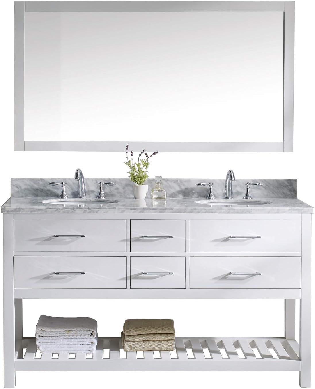 Virtu USA Caroline Estate 60 inch Double Sink Bathroom Vanity Set in