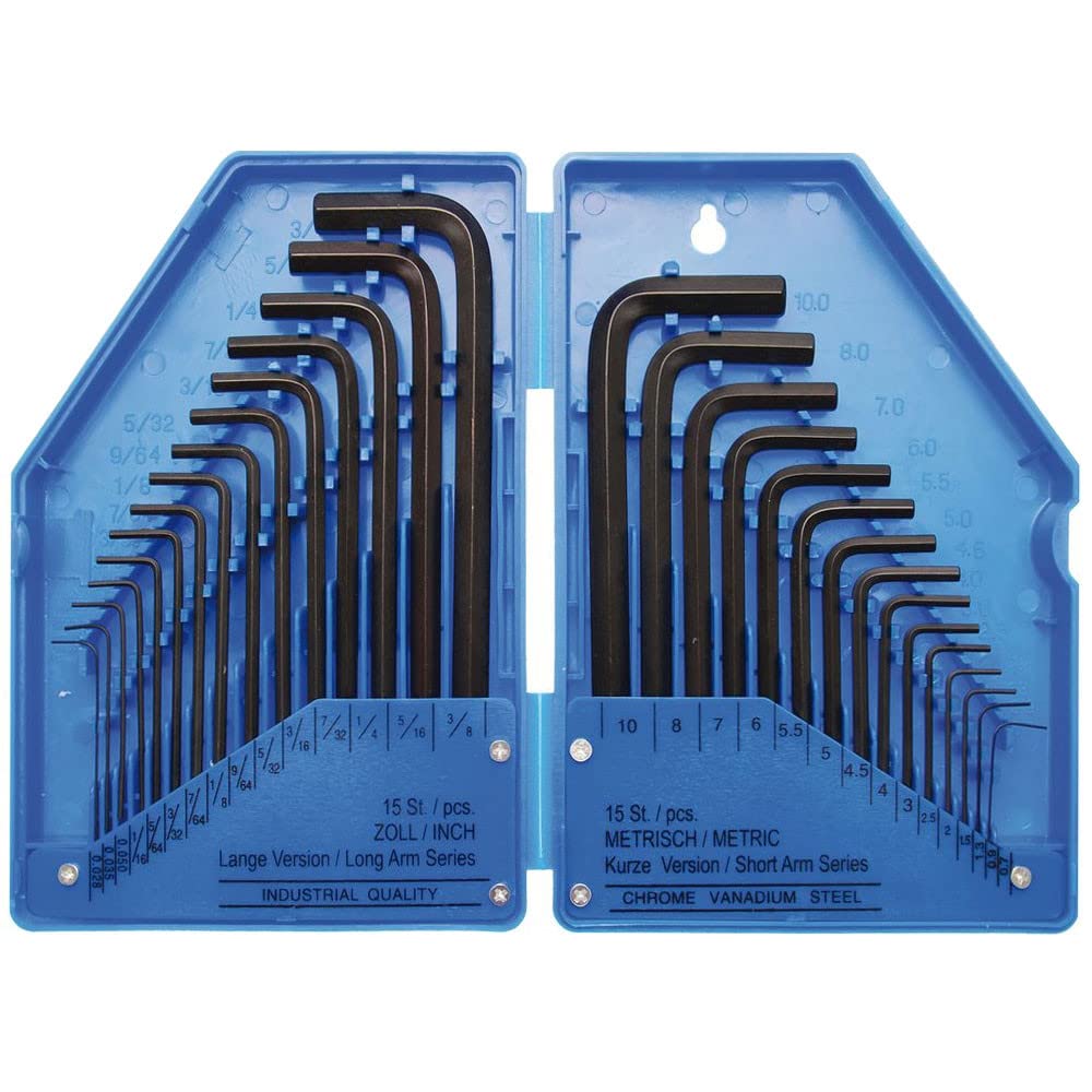 BGS Diy 810 | L-Type Wrench Set | Inch / Metric Sizes | internal Hexagon | 30 pcs.
