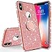 [Coverlab] Cute Glitter Ring Stand Phone Case Kickstand Compatible Apple iPhone XR Case,Bling Diamond Bumper Ring Stand Sparkly Clear Protective Girls Women iPhone XR - Rose Gold