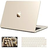 G JGOO Compatible with MacBook Air 15 inch Case 2026 2025 2024 2023 M4 A3241 M3 A3114 M2 A2941, 100% Match Official Color, Matte Plactic Hard Case + Keyboard Cover + Screen Protector, Starlight Clear