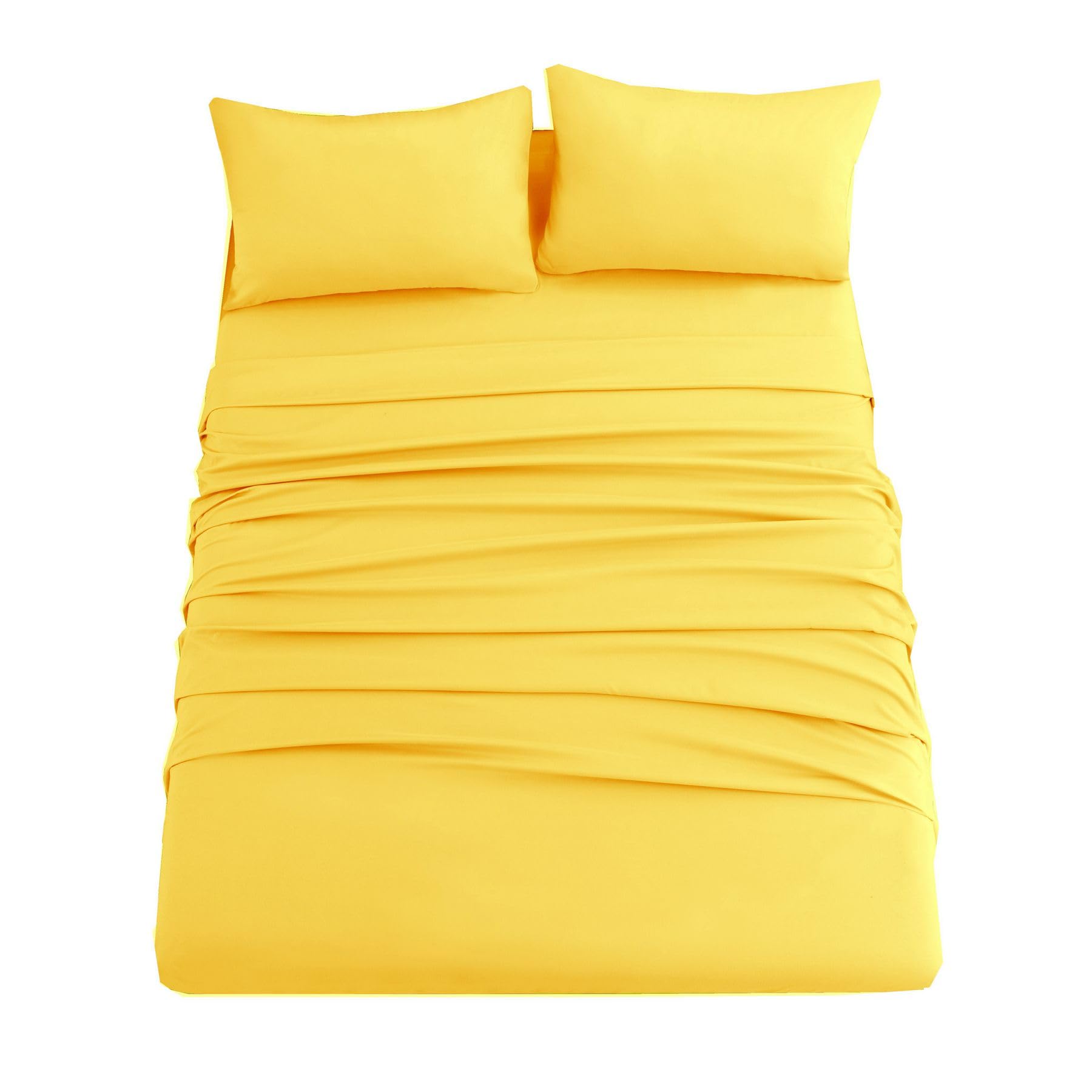 Photo 1 of Ghooss Bed Sheet Set Queen Size Super Soft Microfiber 1800 Deep Pocket Luxury Bedding Sheets Double Brushed Wrinkle, Stain, Fade Resistant (Yellow,Queen)