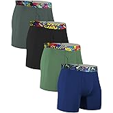 CHUAKIN Men's Underwear Boxer Briefs Bamboo Viscose Trunks Breathable and Cool with Fly Underwear for Men (4 or 7 Pack)