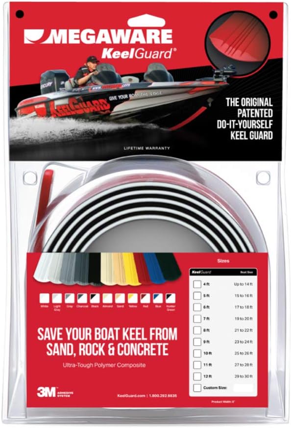 Megaware - Self-Adhesive DIY Keel Guard for Fiberglass and Specific Aluminum Boats - Protects from Rocks and Oyster Beds - 9 Kit Sizes - 5 Inches Wide (12 Assorted Colors)