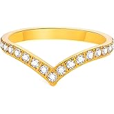 SMANXEY Stackable Chevron Stainless Steel Rings - Gold & Silver, Cubic Zirconia & Plain, Tarnish-Resistant Fashion Jewelry for Women