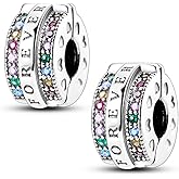 Pandach 925 sterling silver Clip Spacer Charm for Bracelet Clip Lock Stopper Bead Spacer European Openable Beads 2Pcs