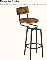 HOOBRO Bar Stools Set of 2 with Backs Rustic Brown EBF32BY01G1 view 7