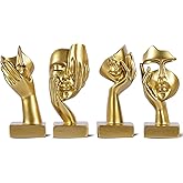 oliruim Gold Abstract Thinker Figurine Set of 4, Home Art Face Small Statue for Accents Decor Women Bedroom Shelf Bookcase Room Desk, TV Stand, Coffee Table Decor, Art Sculpture Gifts for Women (Gold)