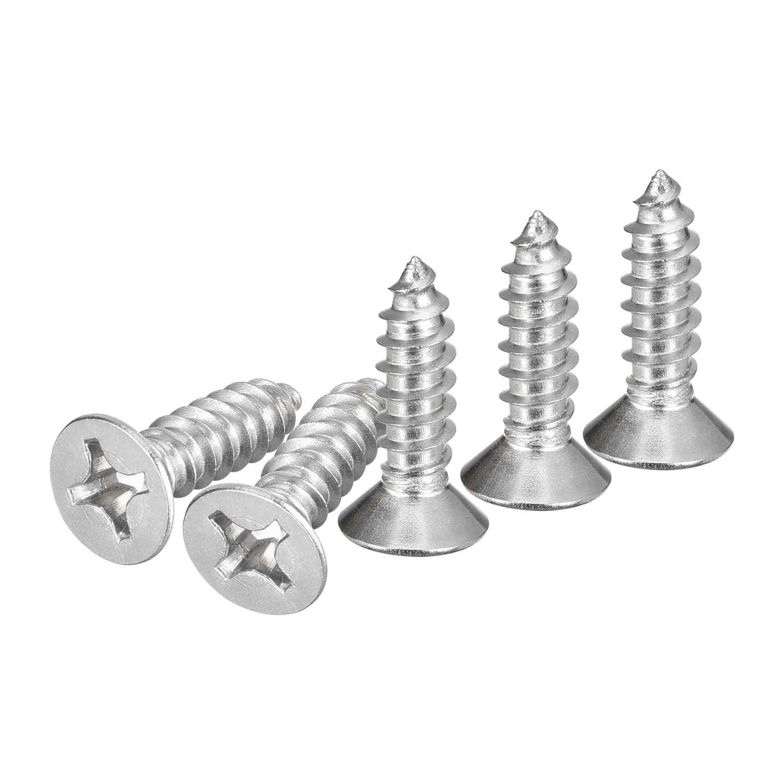 DTGN 25Pcs #12x3/4" Flat Head Wood Screws, 304 Stainless Steel Phillips Self Tapping Screws - Good for Woodworking, Furniture - Silver