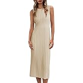 Danedvi Women's Knit Midi Tank Dress Sleeveless Ribbed Crew Neck Fall Bodycon Casual Basic Going Out Dresses