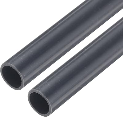 Sourcing Map PVC Rigid Tube 8mm ID 10mm OD 9" Dark Grey 2pcs