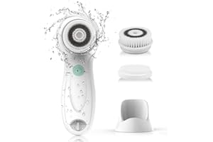 TOUCHBeauty Facial Cleansing Brush Electric, Face Cleansing Brush with Stand, 3 Brush Heads, 2 Speeds, IPX5 Waterproof, Battery-Powered, Suitable for All Skin Types, TB-0759D