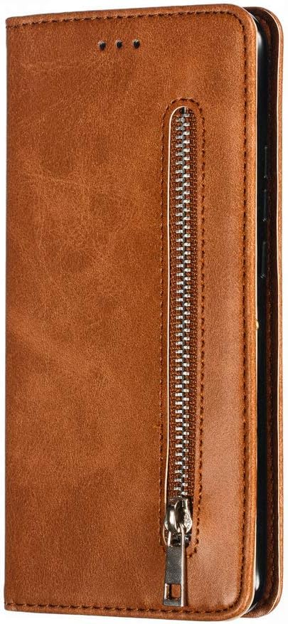 Case Compatible with Huawei nova 3i case Zipper Magnetic Buckle Retro Pattern Flip Wallet Case Cover with Card Slots for Huawei nova 3i Intelligent Mobile Phone (Brown, Huawei nova 3i)