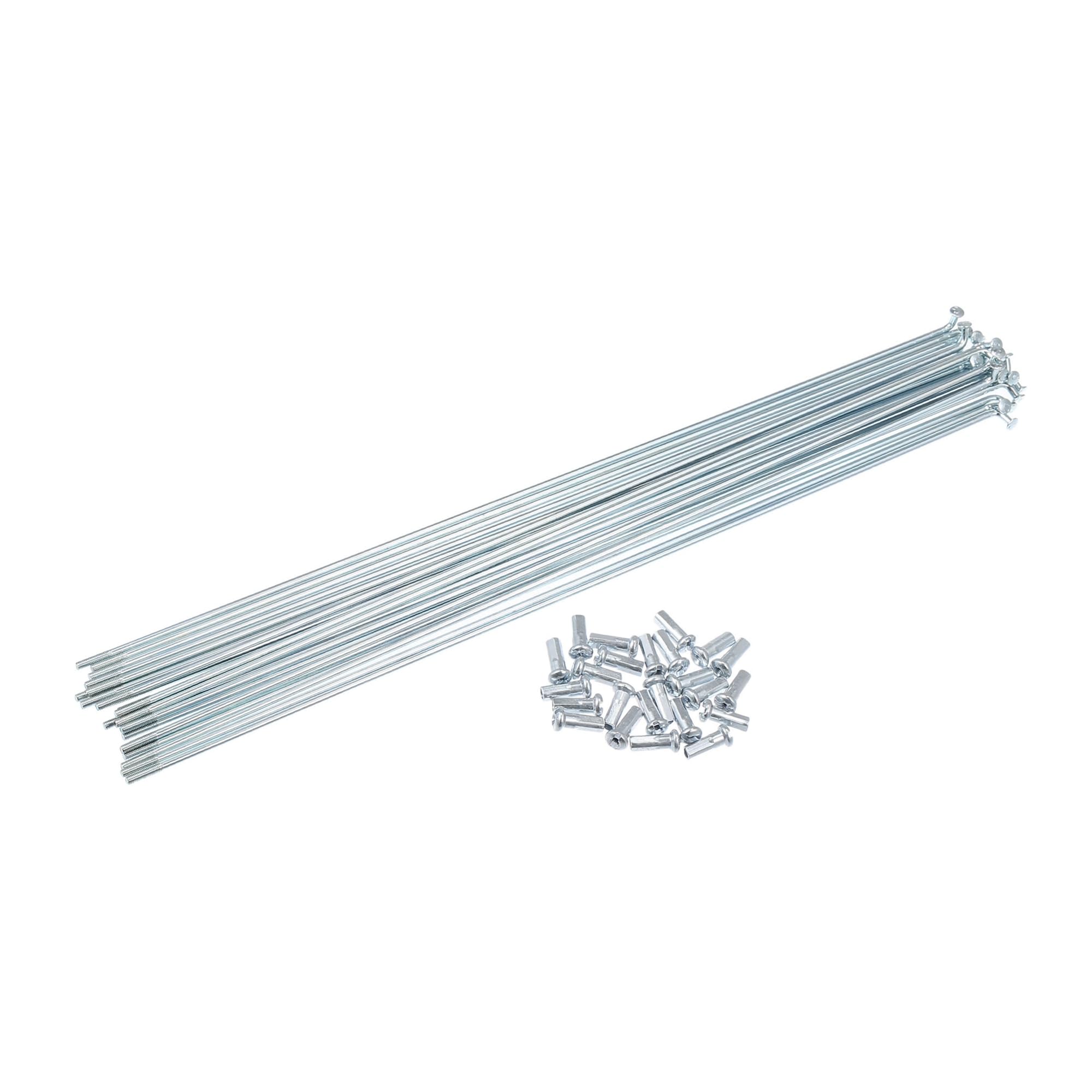 Hihaha 24pcs 13G J Bend Bike Galvanized Spokes 11.34" Spokes with Nipples Durable Material