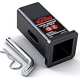 TOPTOW 64028S Trailer Hitch Adapter 2-1/2" to 2" Hitch Reducer Sleeve Carbon Steel, Upgraded, 5/8 inch Pin & Clip Included
