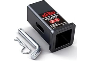 TOPTOW 64028S Trailer Hitch Adapter 2-1/2" to 2" Hitch Reducer Sleeve Carbon Steel, Upgraded, 5/8 inch Pin & Clip Included