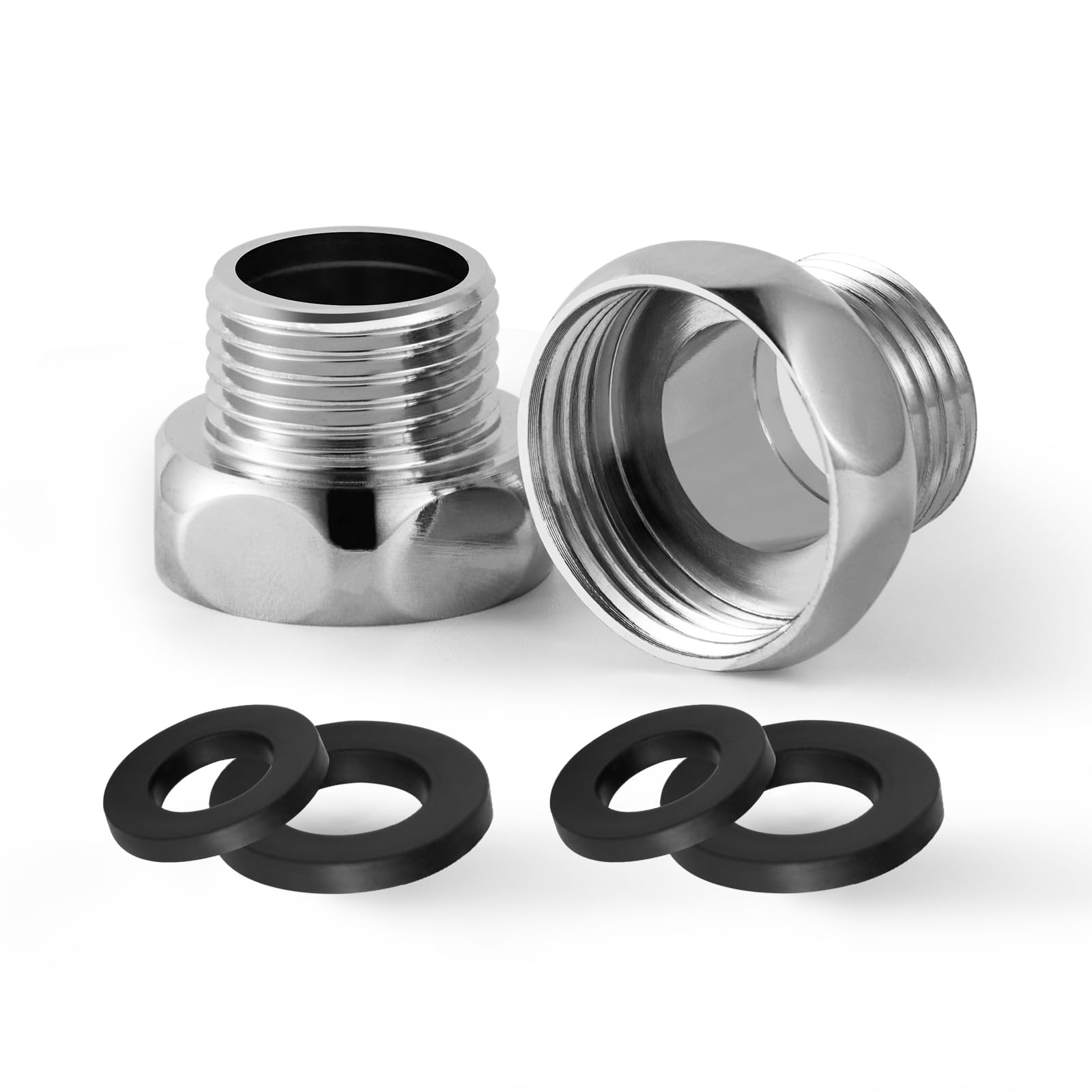 OFFO Shower Hose Reducer Adaptor Connection G3/4" Female to G1/2" Male, Chrome 2Pcs