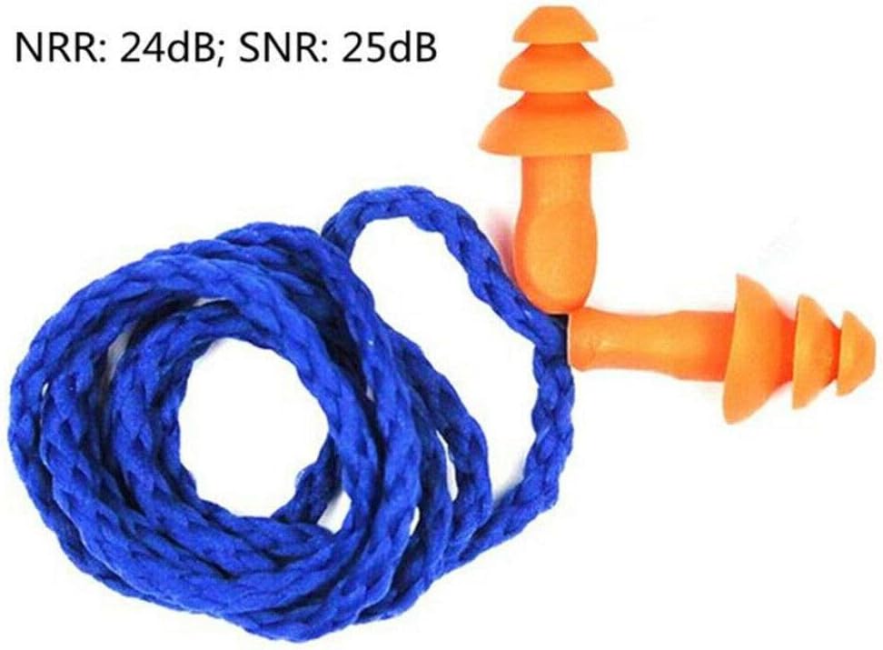 Earplugs Soft Silicone Corded Ear Plugs Reusable Hearing Protection Earplugs for Sleeping Working, Swimming, Learning (10 works, Blue) - Image 4