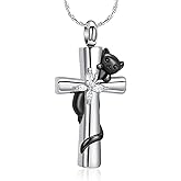 AIWENXI Cross Urn Necklaces for Men Women Cat Butterfly Cremation Jewelry for Ashes Stainless Steel Pet Memorial Ashes Pendant Keepsakes Jewelry