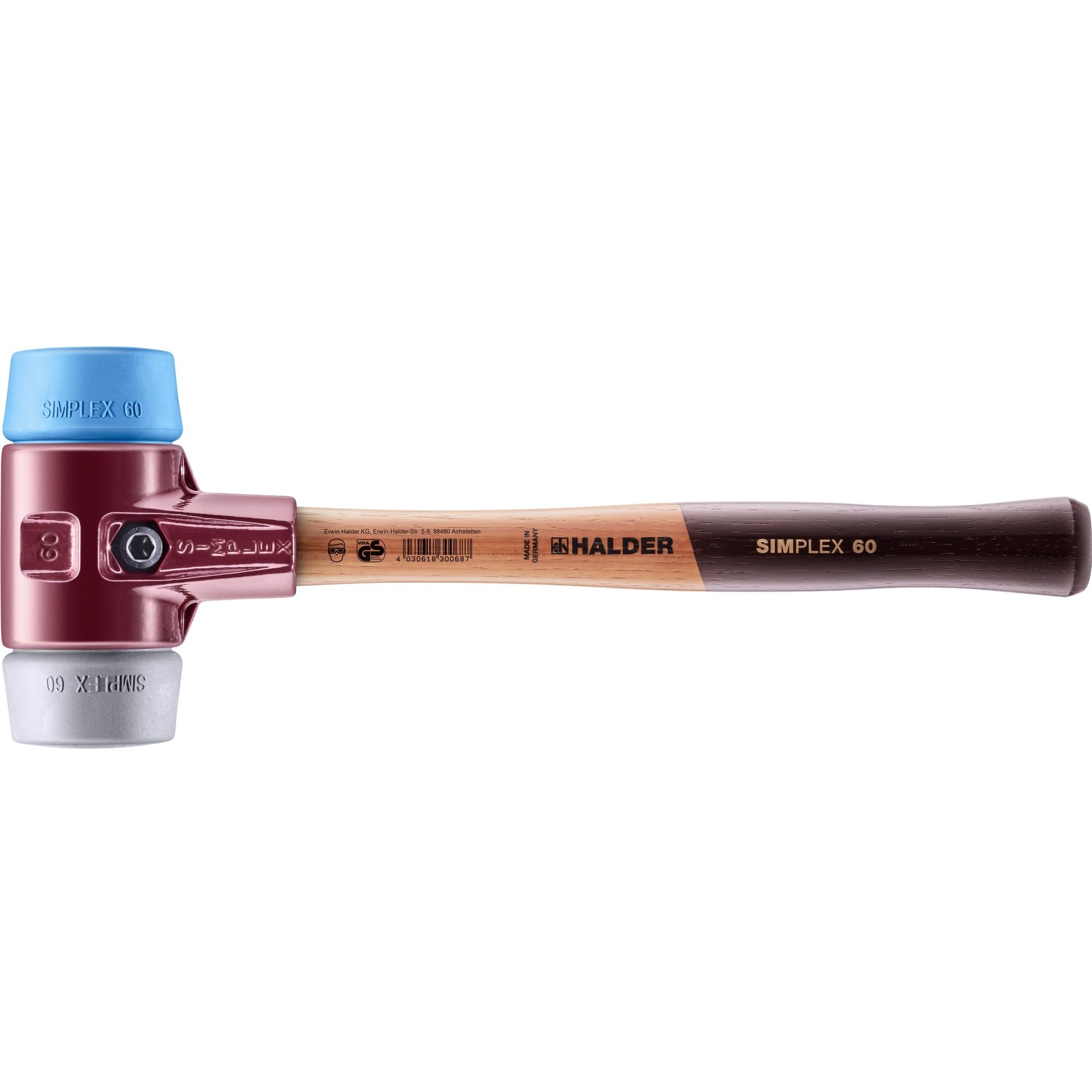 Halder 3013060"Simplex Soft-Face TPE-Mid/TPE-Soft" Mallet, Multi-Colour, 60 mm