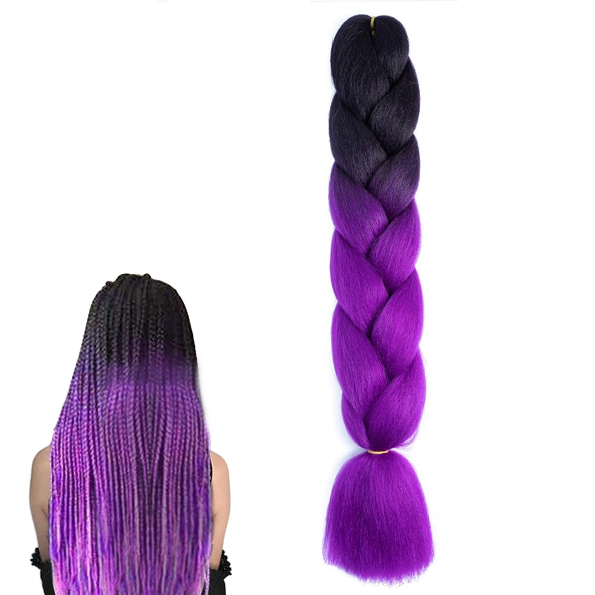 prinfantasy Hair Braids Ombre Hair Extension for Twist Braiding 24 Inch Hair Extensions Purple Braiding GBBZ065 — image 1