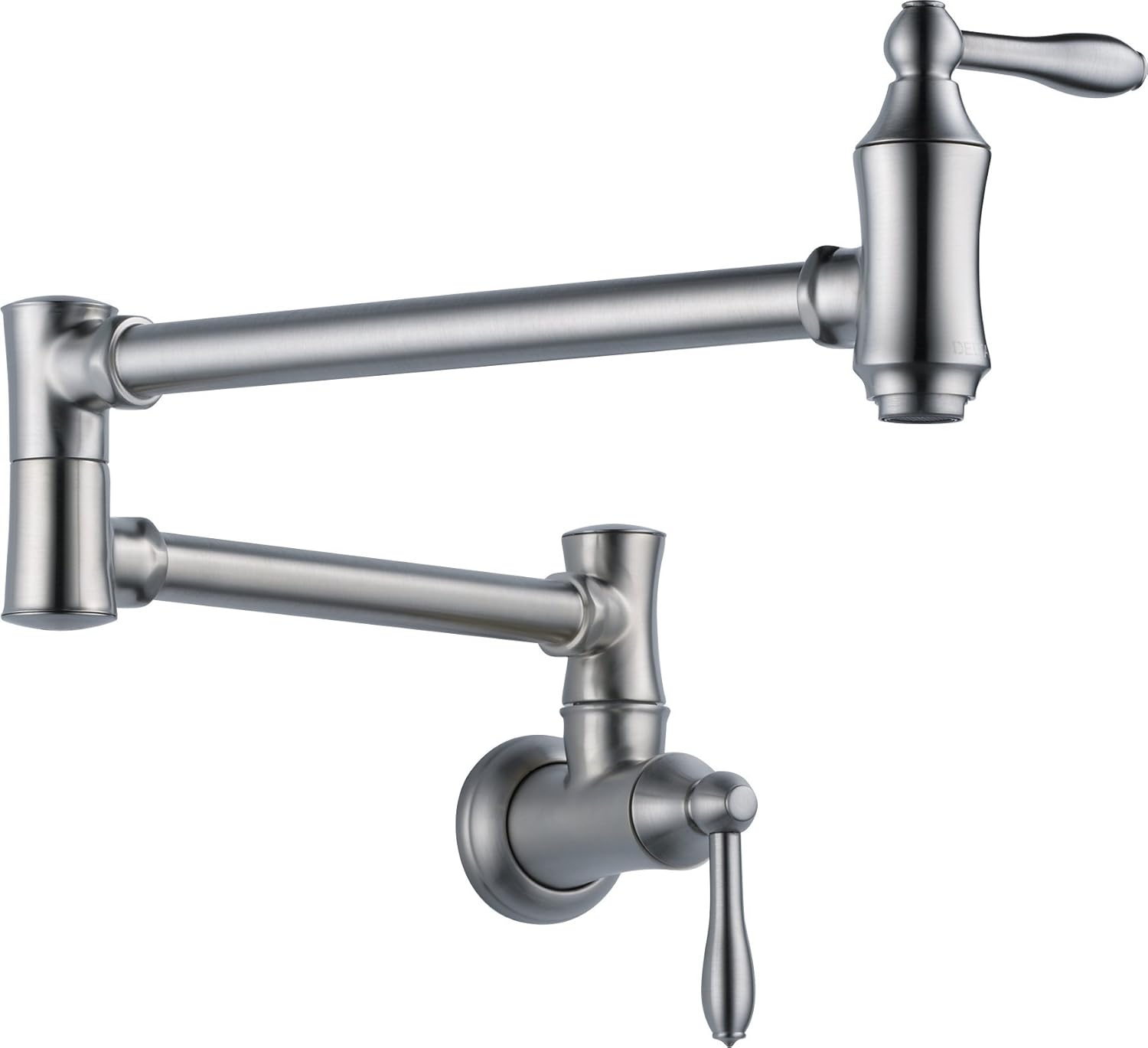 Delta Faucet Traditional Wall-Mount Pot Filler Faucet, Arctic Stainless 1177LF-AR