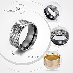 INRENG Men's Stainless Steel Rings Chinese Ancient