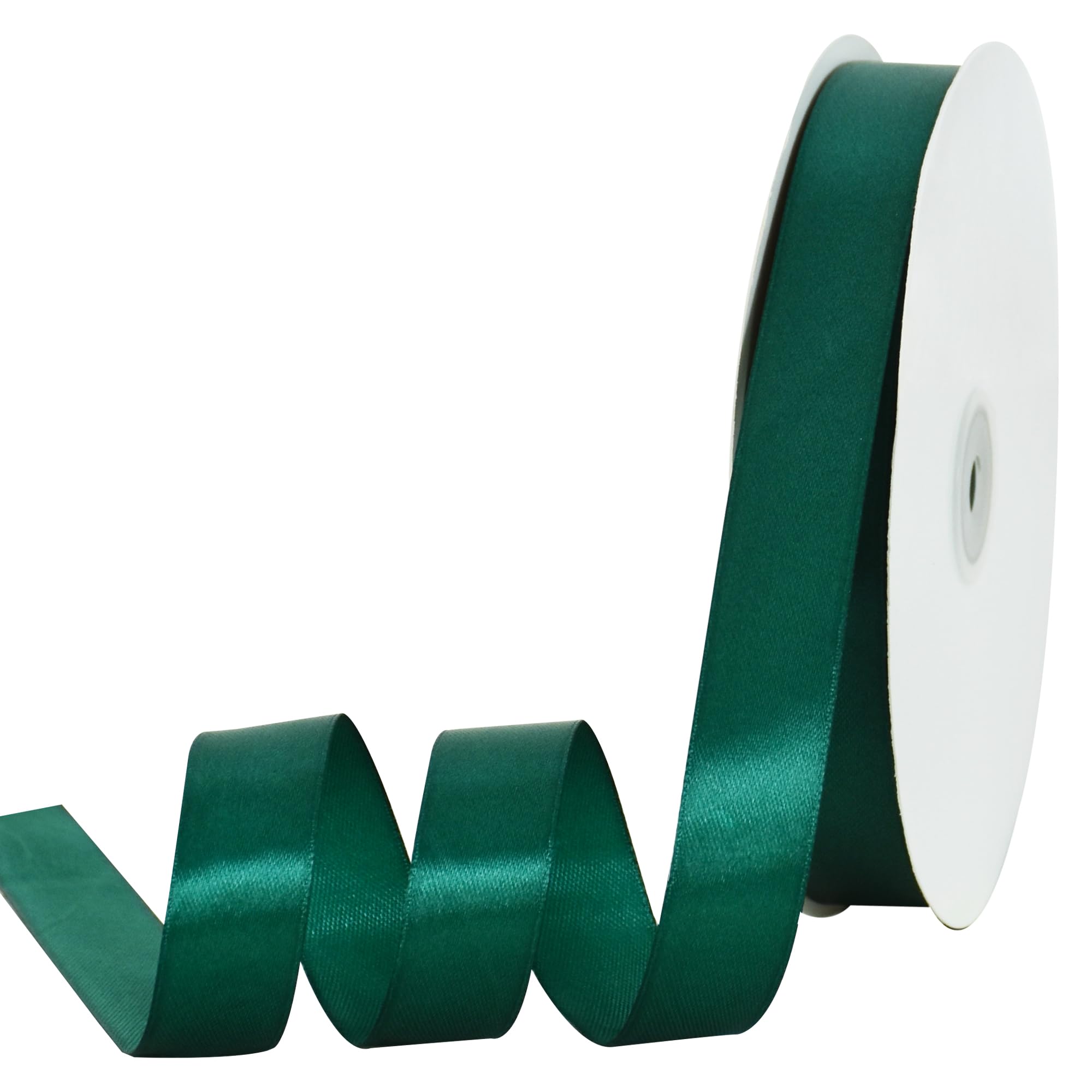 TONIFUL 7/8 Inch x 100yds Christmas Green Satin Ribbon Thin Solid Frabic Ribbons for Gift Wrapping, DIY Crafts Bows, Invitations, Floral Bouquets, Christmas Wedding Party Valentine's Decor
