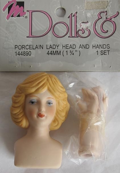 porcelain doll head and hands set