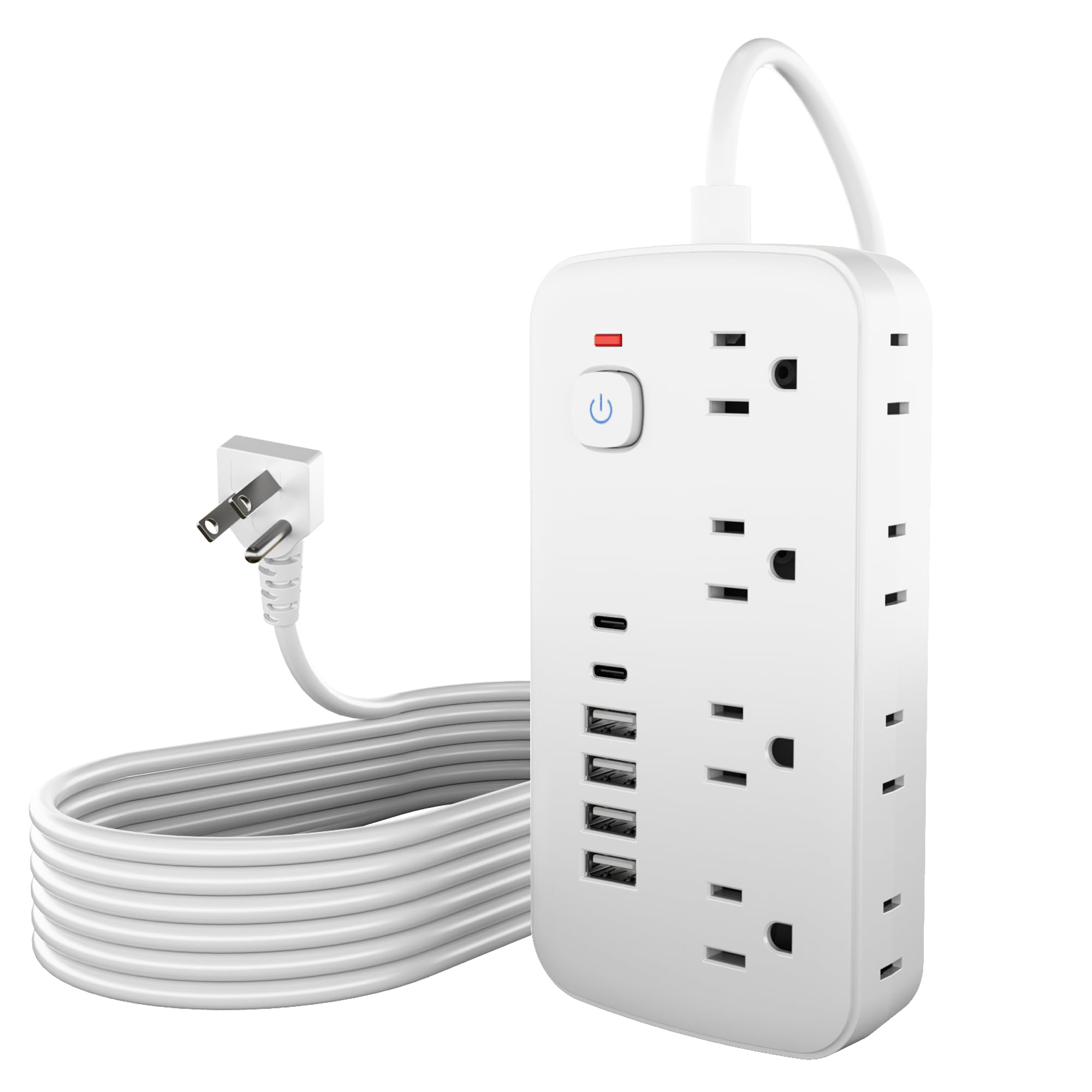 Photo 1 of JouleLoom Surge Protector Power Strip - 8 AC Outlets & 6 USB Ports (4A/2C), 1080J Extension Cord with Multiple Outlets, 2-Sided Outlet Extender, 5FT Extension Cord, Wall Mount for Travel, Dorm Room